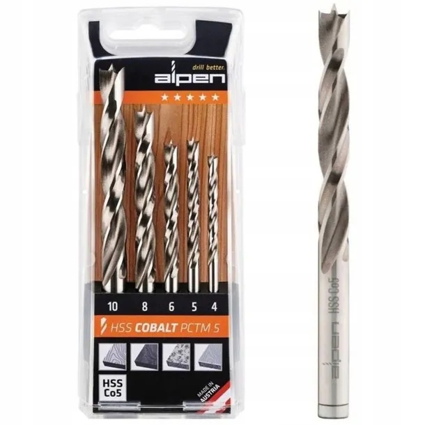 Kobaltové Vrtáky Do Dřeva Sada 4-10 MM 5 Kusů Hss Cobalt Pctm Alpen
