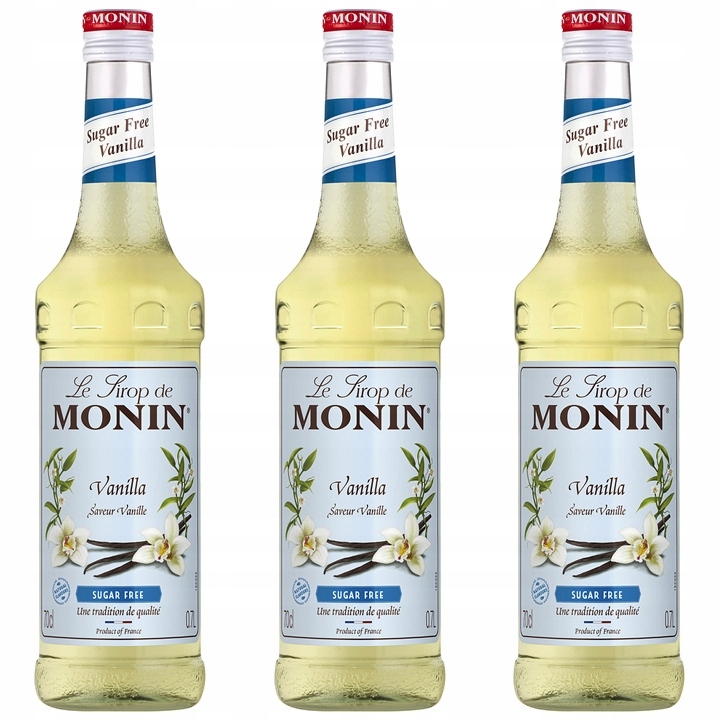 3x Syrop smakowy Monin Wanilia Sugar Free Wanilla bez cukru do kawy 700ml