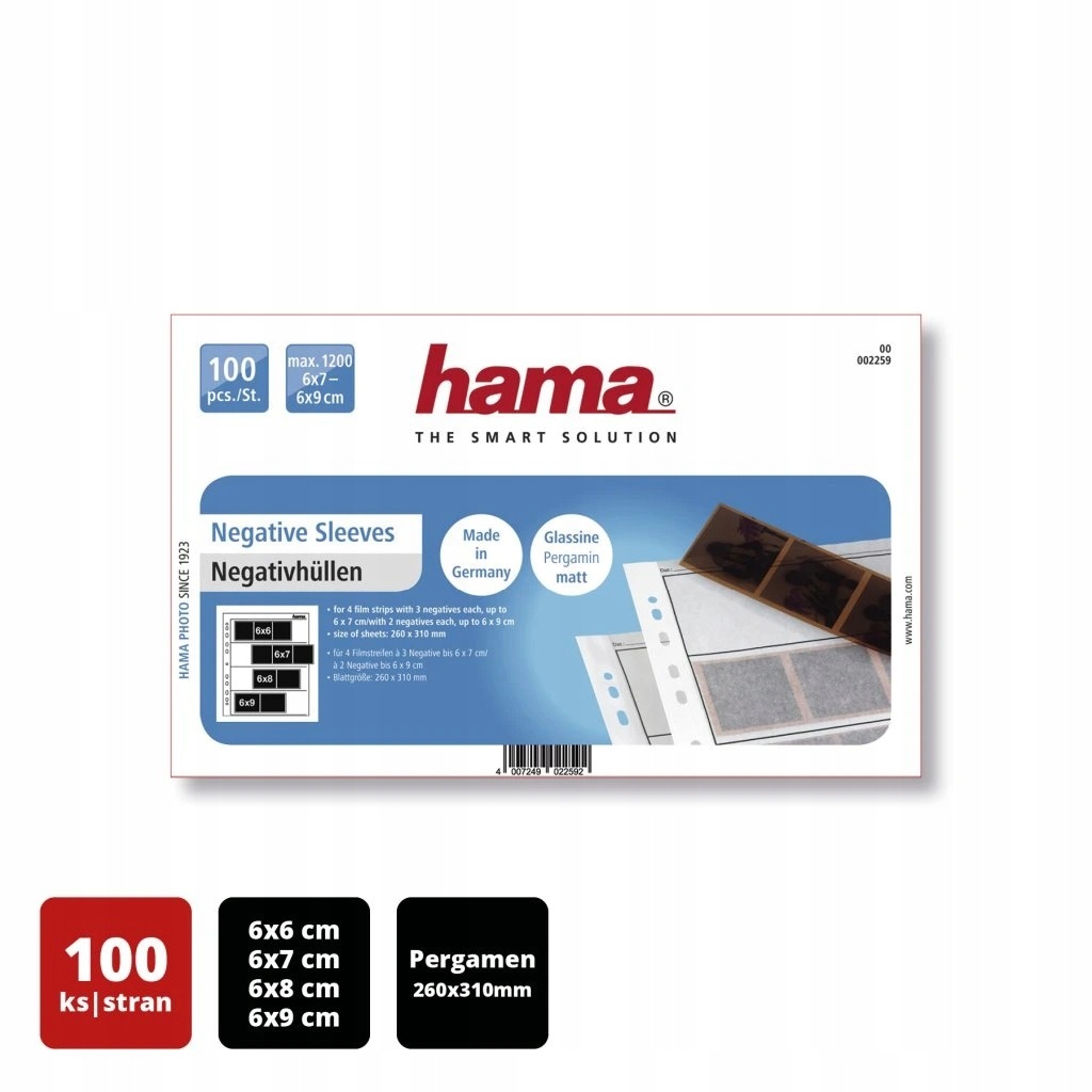 Hama Negative Sleeves 6x7cm 100ks 260x310mm pergamen