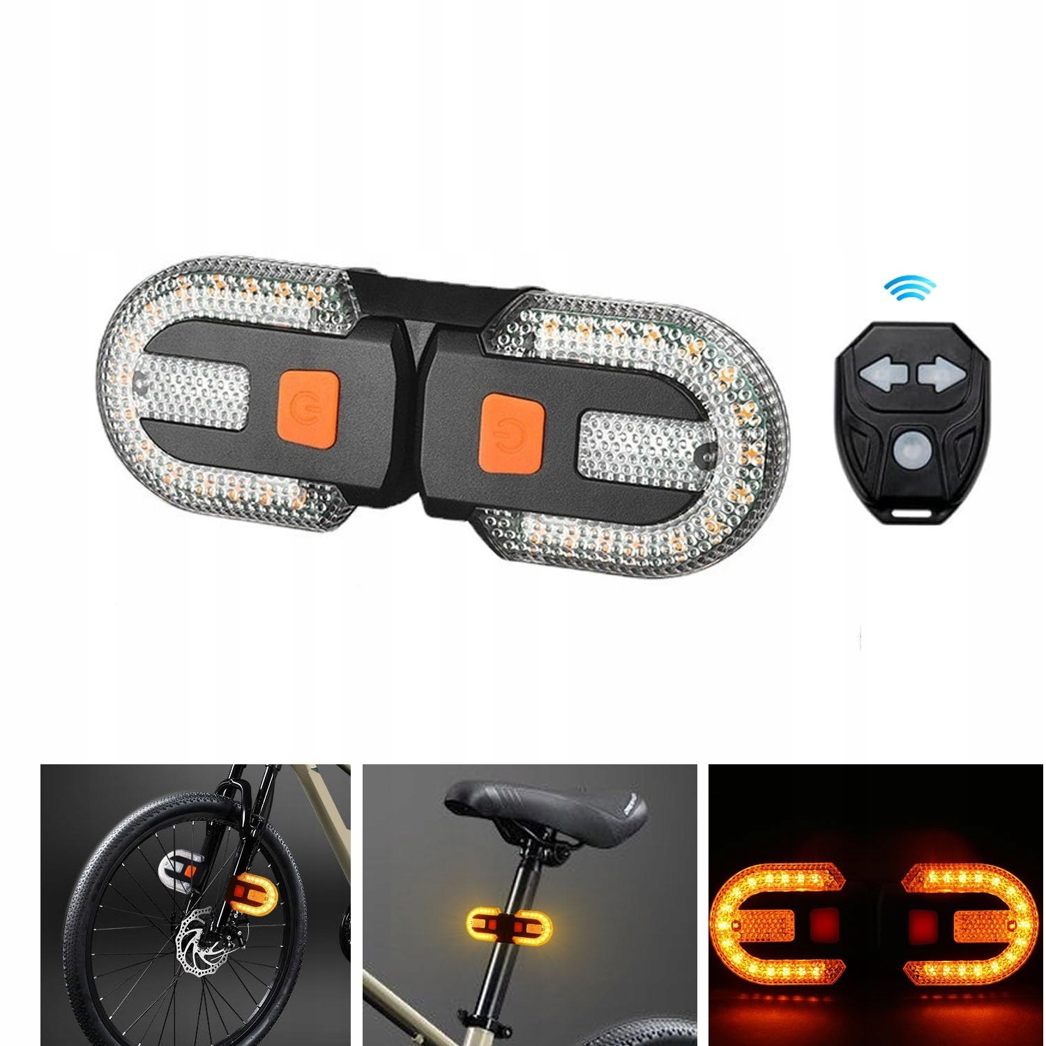 Tylna Lampka Rowerowa USB 2w1 Zdalne Sterowanie Wodoodporna Kierunkowskazy
