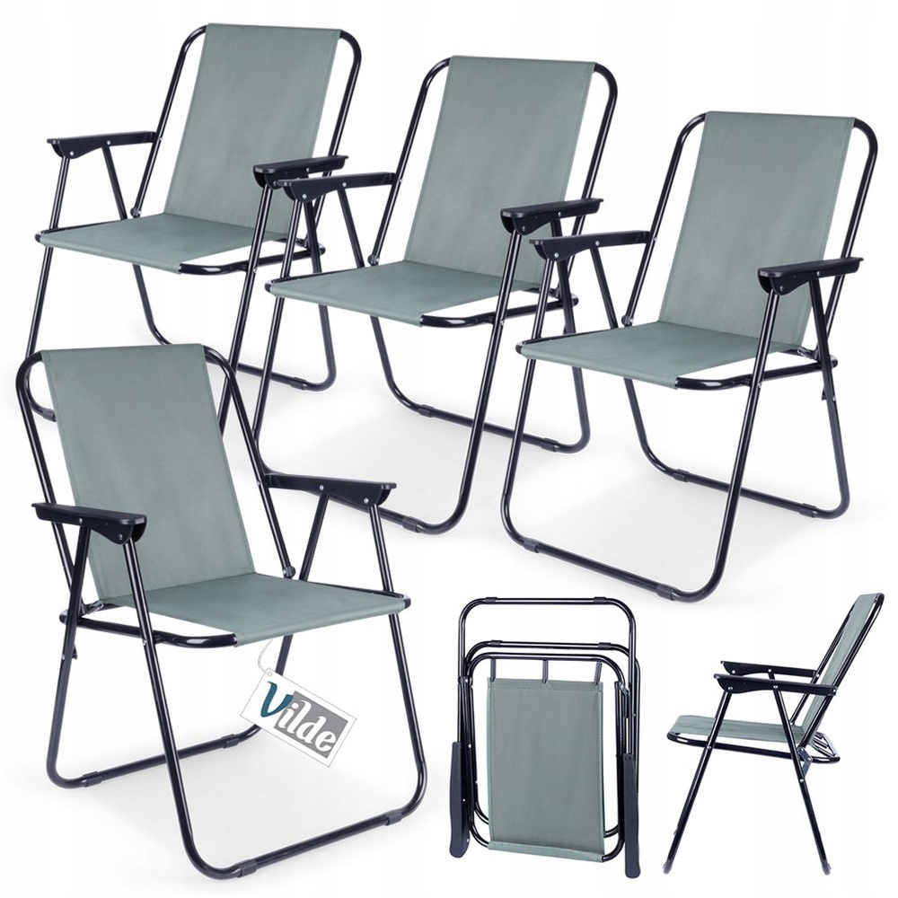 4x Skládací plážové skládací zahradní, balkonové, turistické křeslo pro rybáře