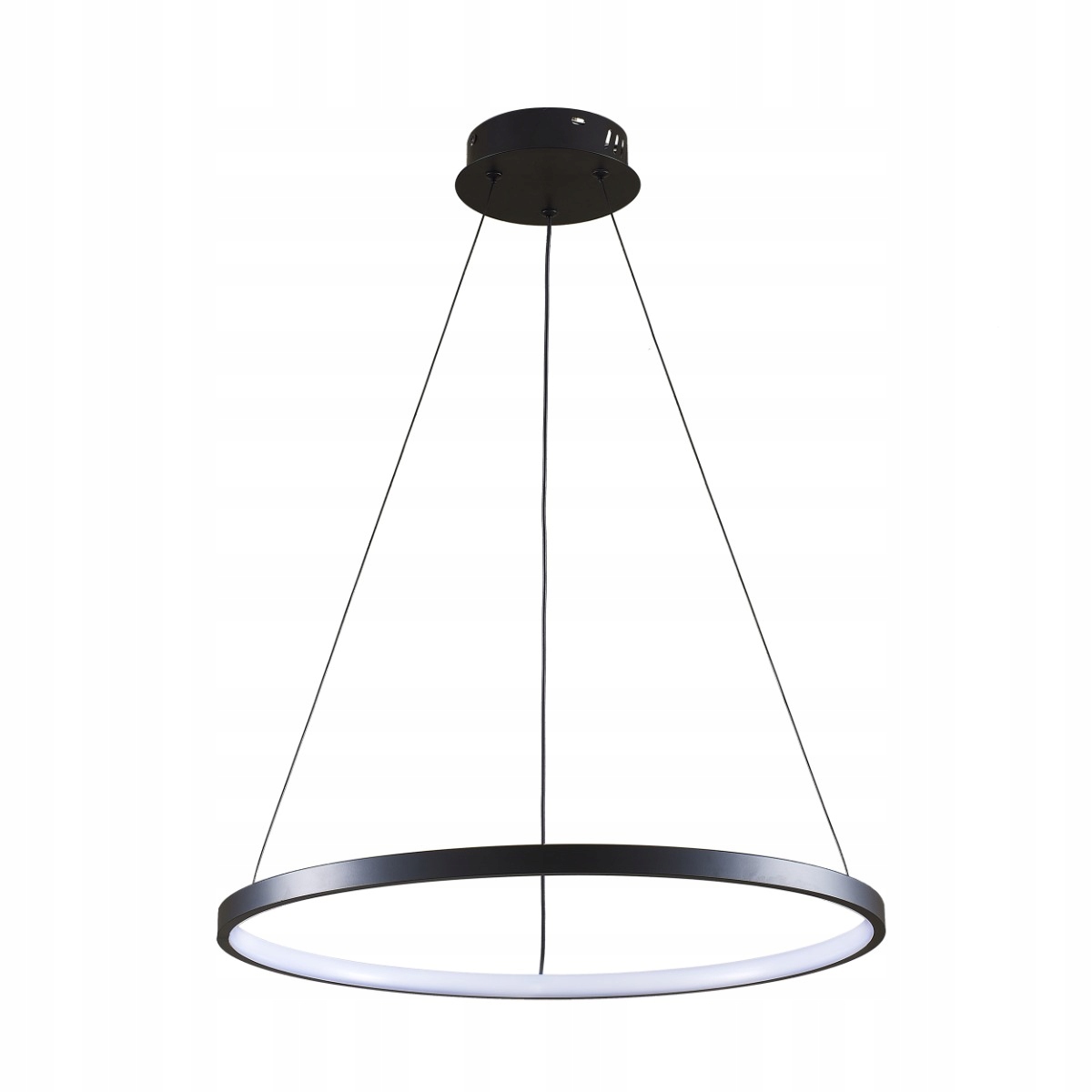 Moderná závesná Led lampa čierny ring okrúhla 50 cm 4000K nad stôl Polux