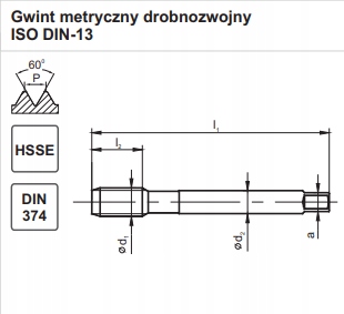 Gwintownik DIN 374-B M27X2 -6H ISO2 HSSE 800 FANAR Marka Fanar