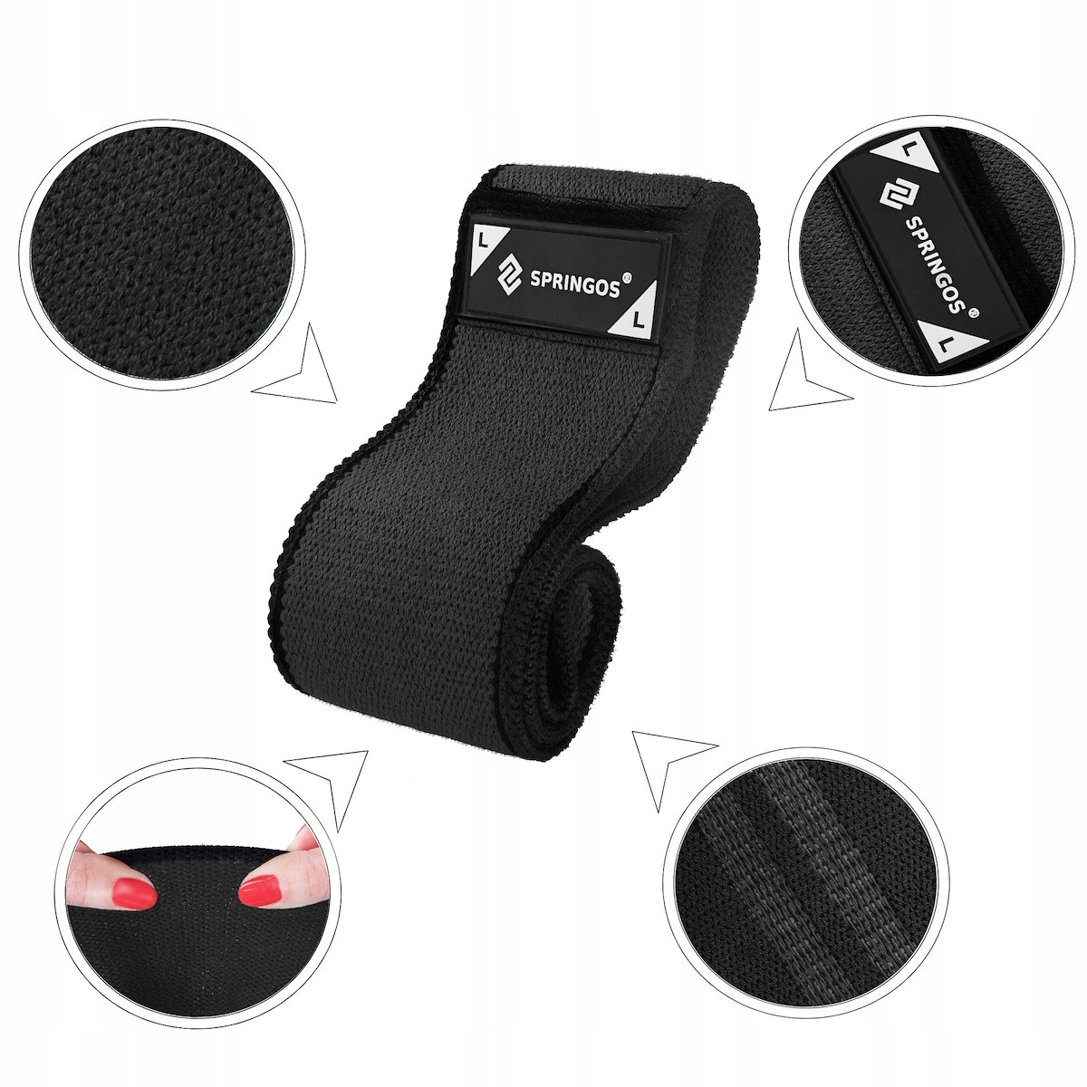 HIP BAND TAŚMA GUMA OPOROWA MATERIAŁOWA DO ĆWICZEŃ 1szt. POWERBAND FITNESS Szerokość 8 mm