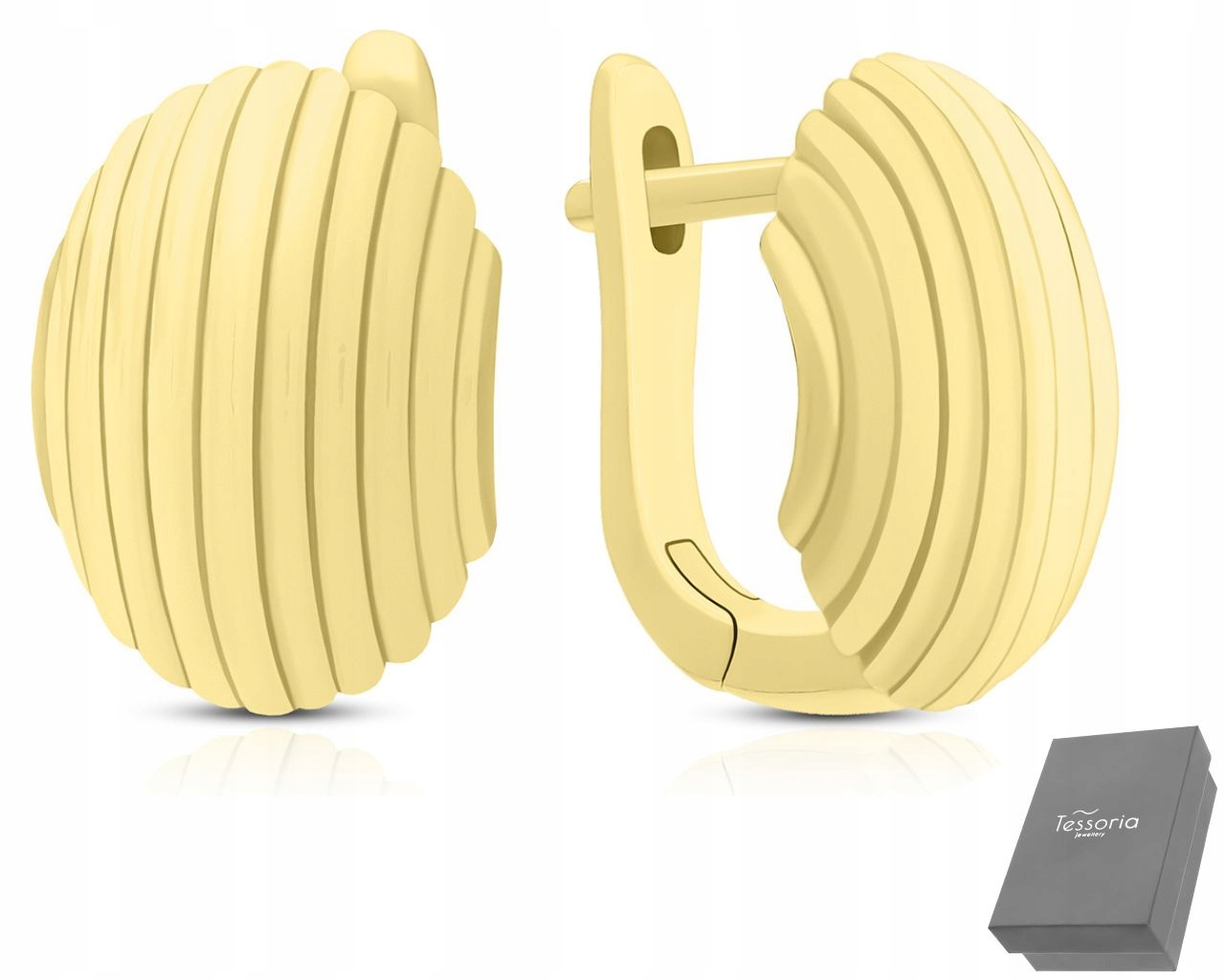 Zlaté Náušnice S Anglickým Zapínáním Hladké Široké Stříbro ryzost 925