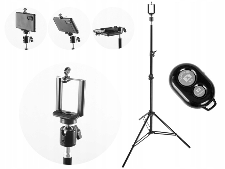 SELFIE zestaw STATYW 190cm PILOT UCHWYT na TELEFON