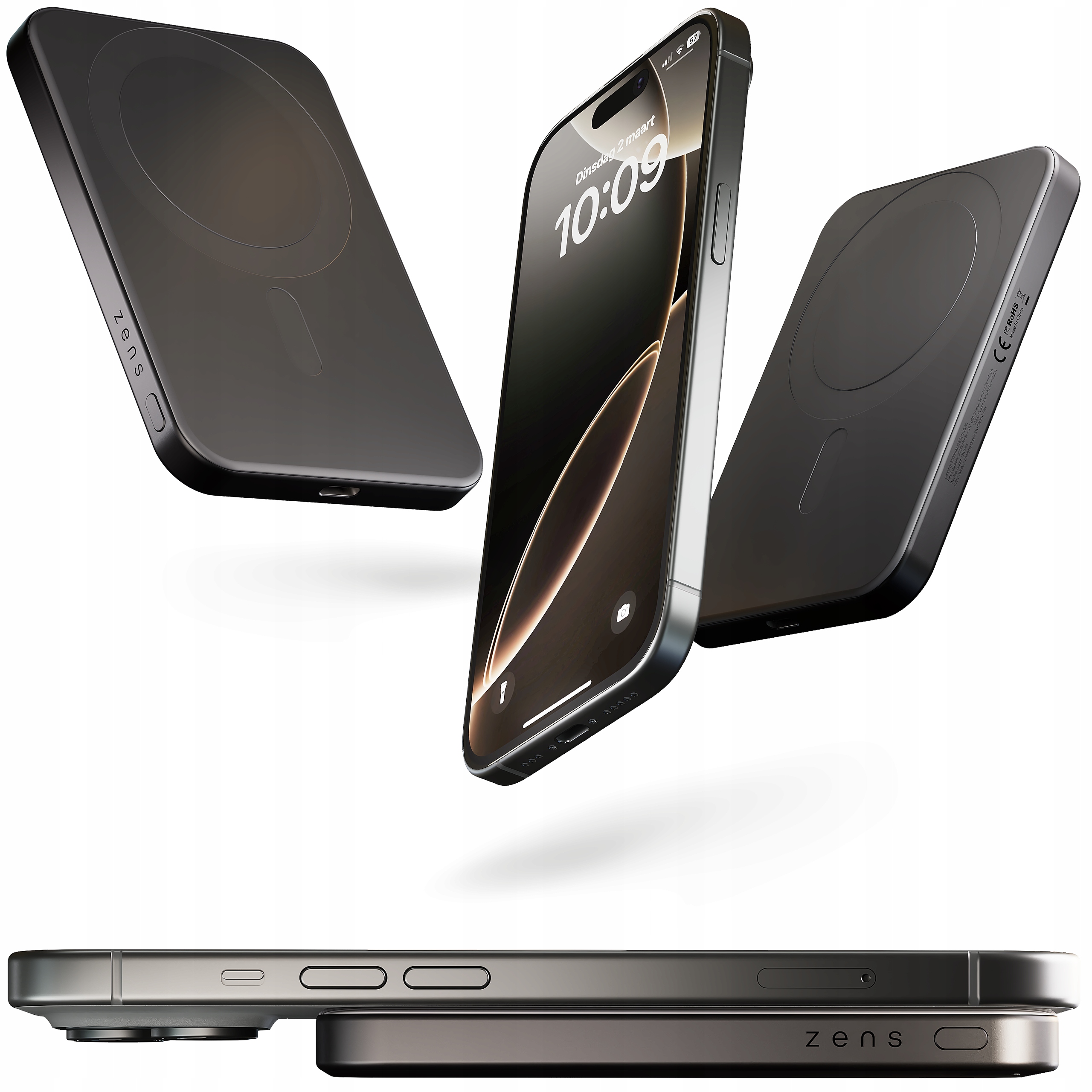 Zens Aluminium Pro 1 Slim Magnetická powerbanka 5000 mAh Qi2 15W s MagSafe