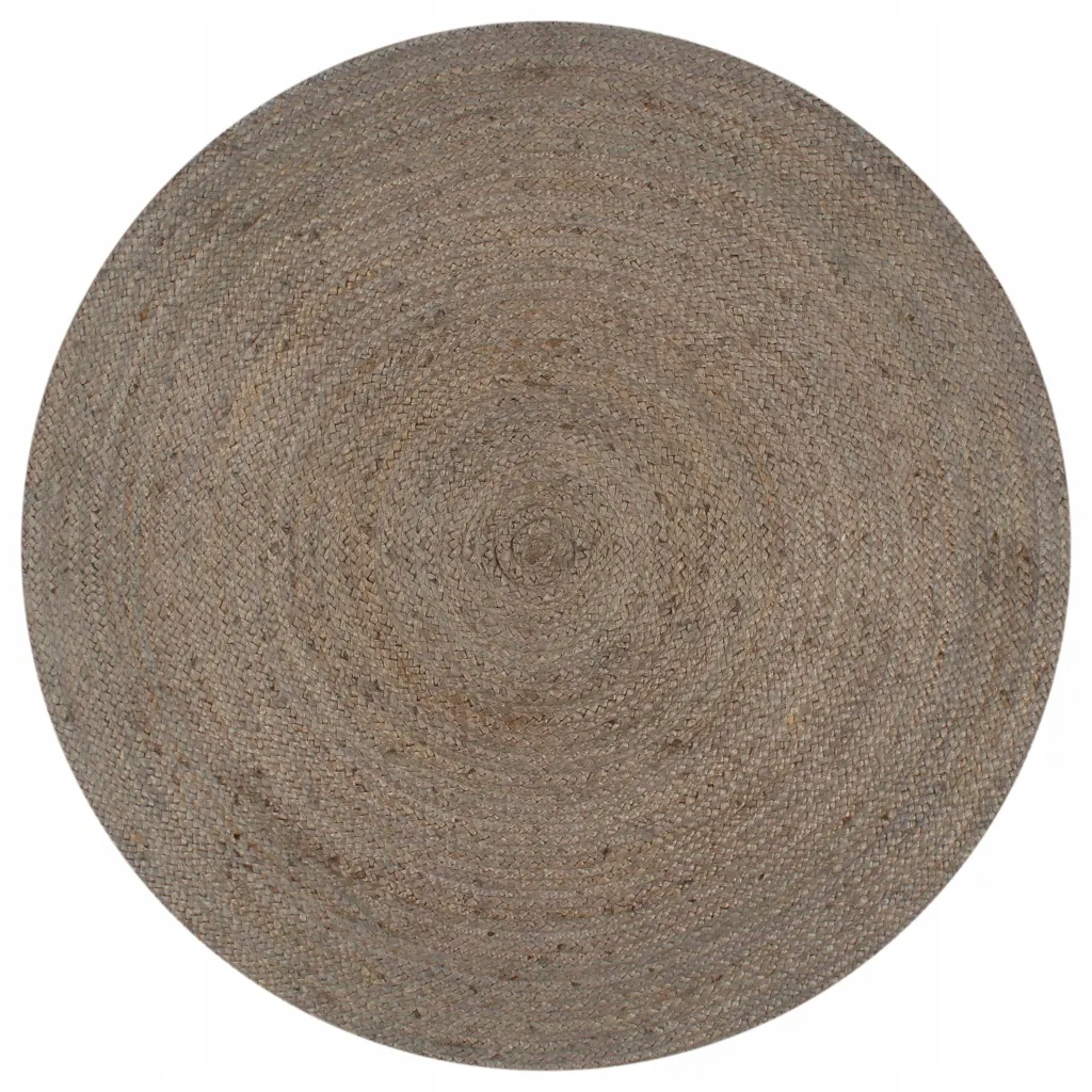 Koberec z pletené juty, ručně vyráběný, šedý, průměr 90 cm