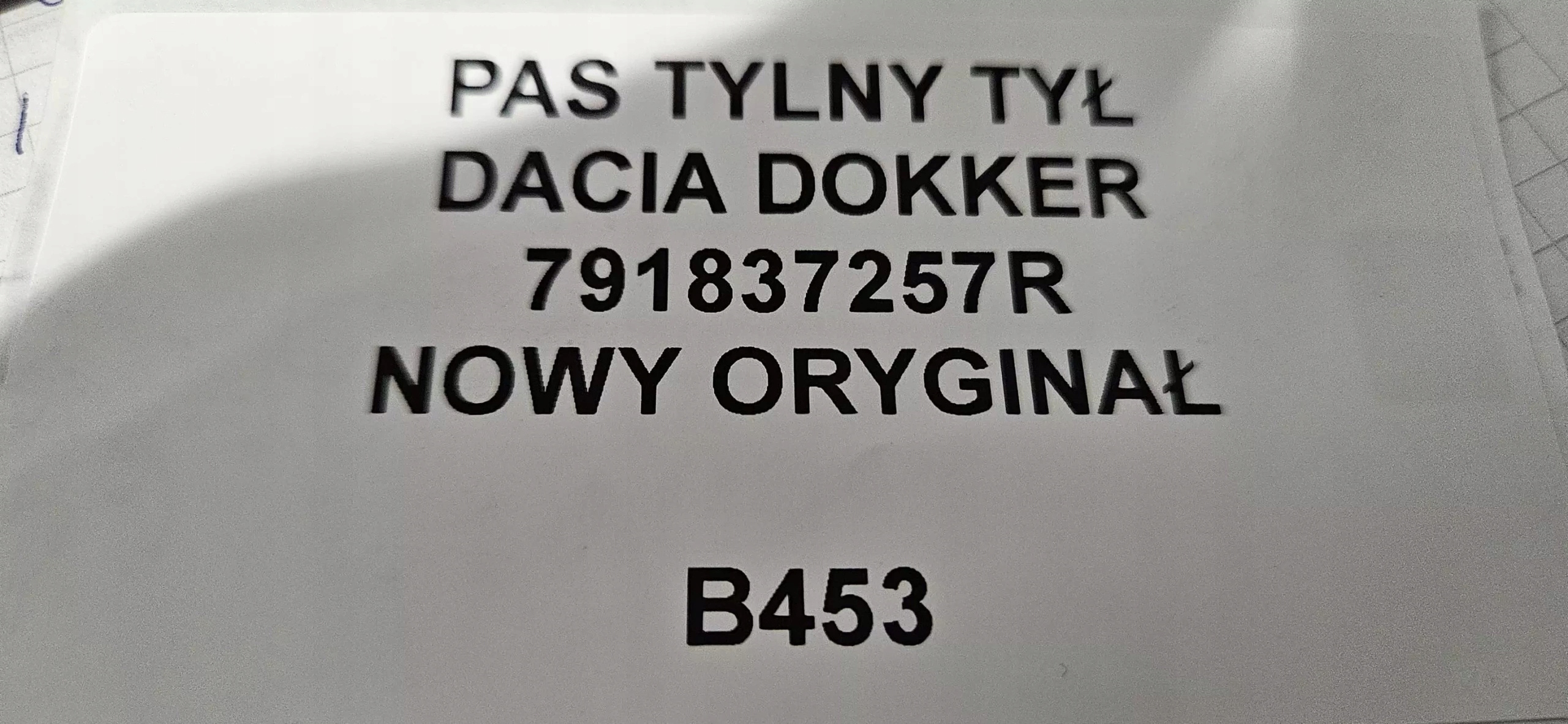 PAS TYLNY TYŁ DACIA DOKKER 791837257R NOWY ORYG Producent części Dacia OE