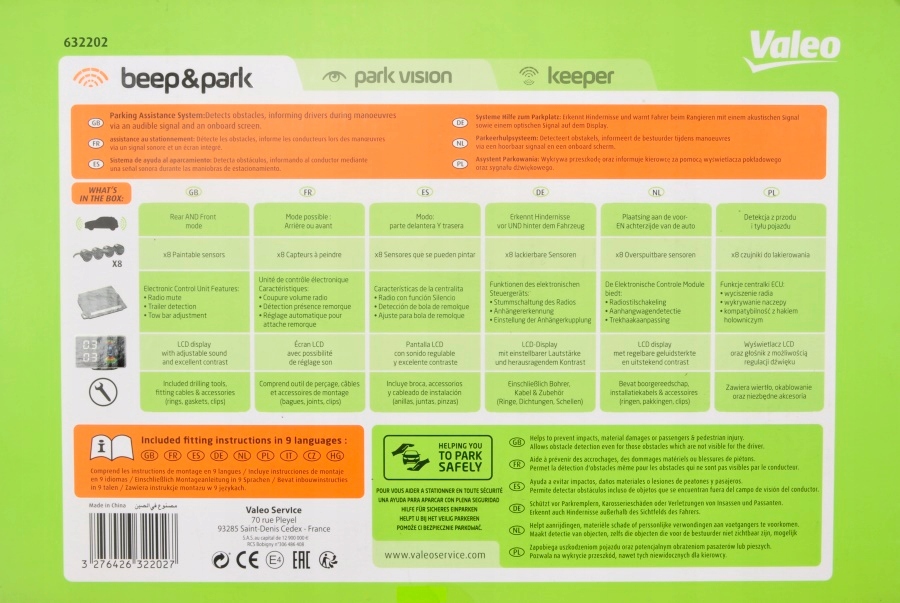 VALEO 632202 Czujniki Parkowania PRZÓD + TYŁ + LCD Model 632202