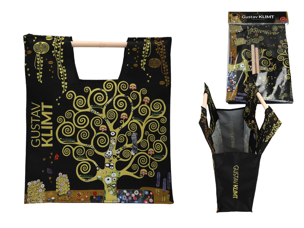 Taška S Dřevěným Držadlem Strom Života G.klimt Nákupní Taška Dekor