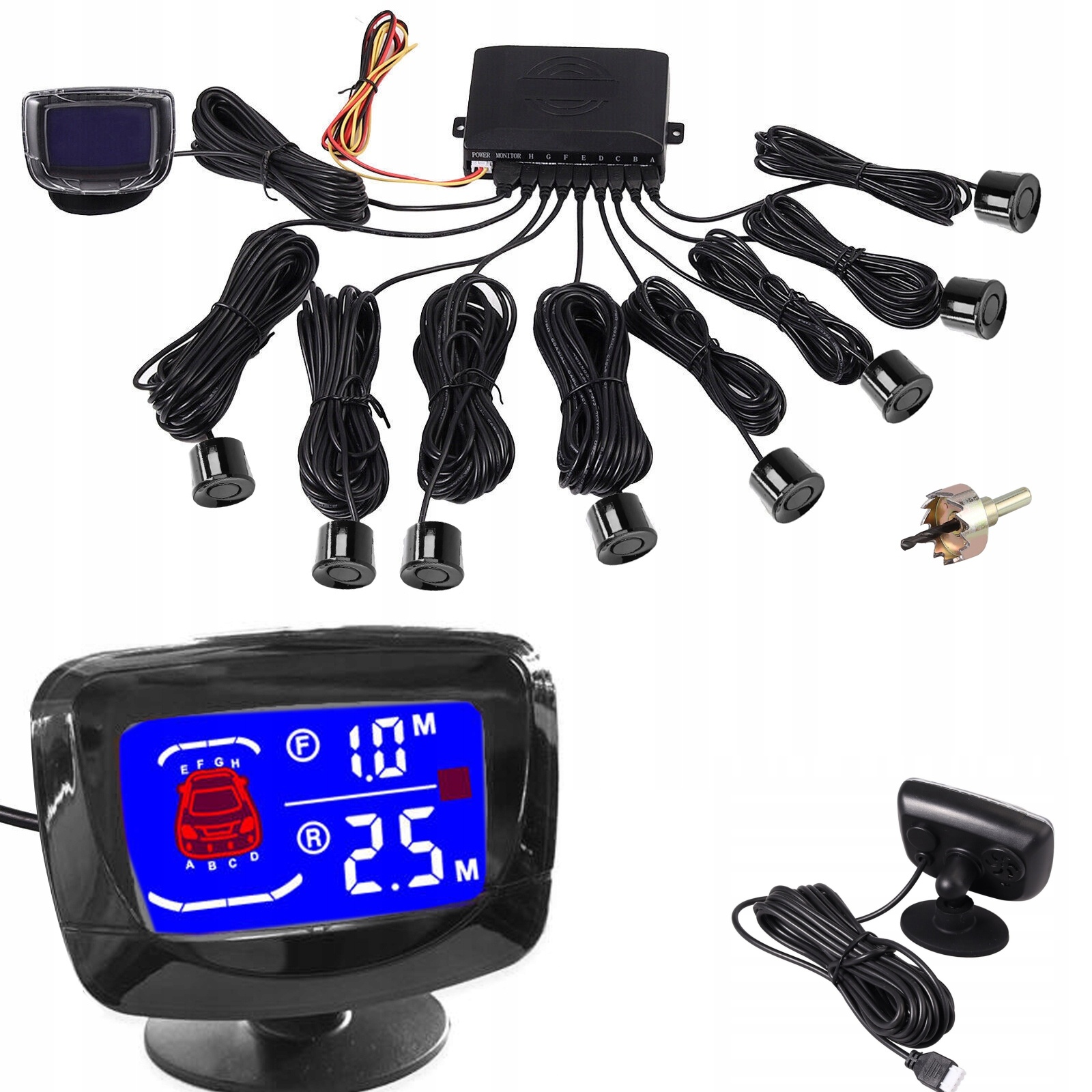 Pomoc při parkování LCD 8 senzorů pro pomoc při parkování a couvací alarm