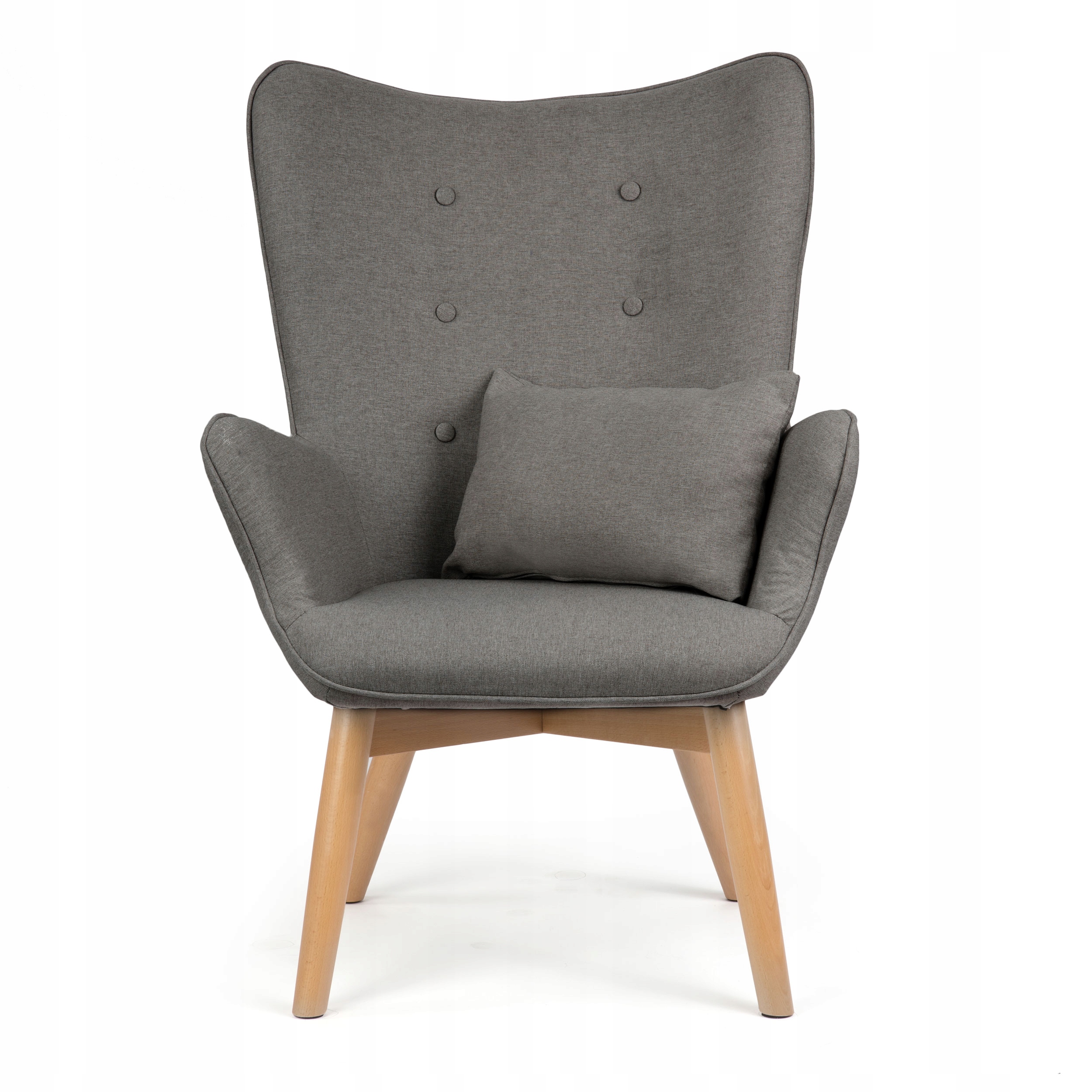 Fotel USZAK SZARY styl skandynawski + podnóżek poduszka Kod producenta 2044