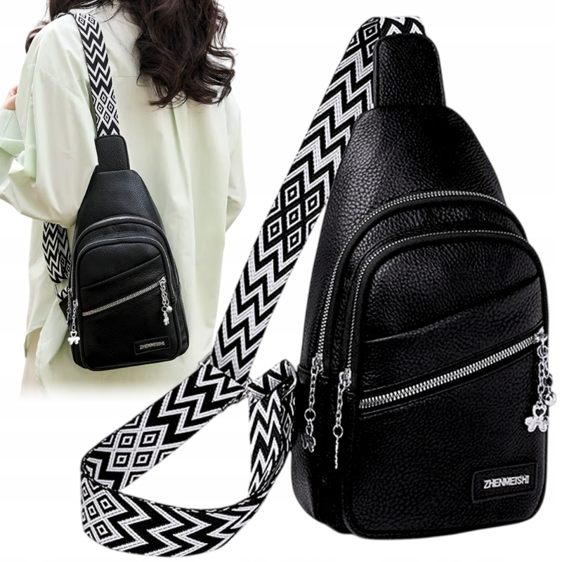 Nerka Saszetka Damska Plecak Torba Na Ramię Czarna Z Podszewką