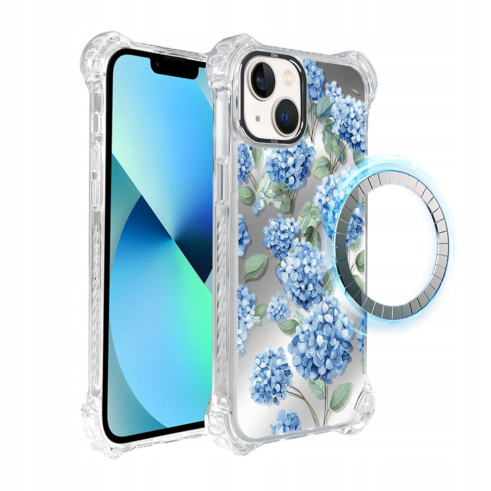 Pouzdro pro iPhone 13 Ibizu DropGuard Ultra s MagSafe, safírová hortenzie