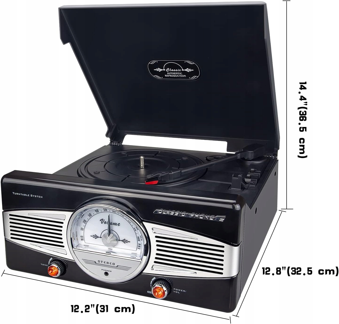 GRAMOFON RETRO POWRÓT DO LAT 50-tych RADIO CZARNY FM WINYLE RCA Typ wkładki elektromagnetyczna (MM)