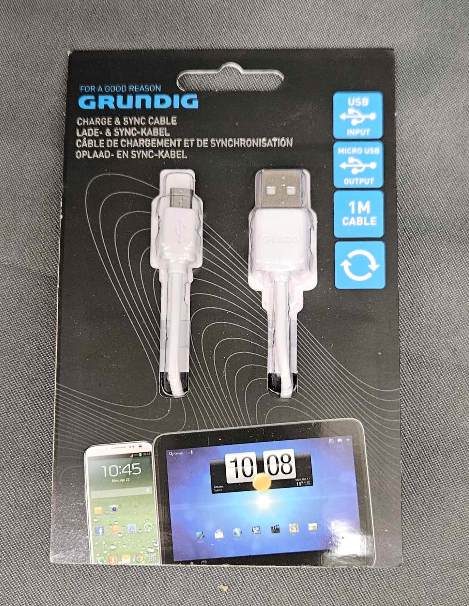 Kabel Grundig Usb microUSB typ B 1 m biały