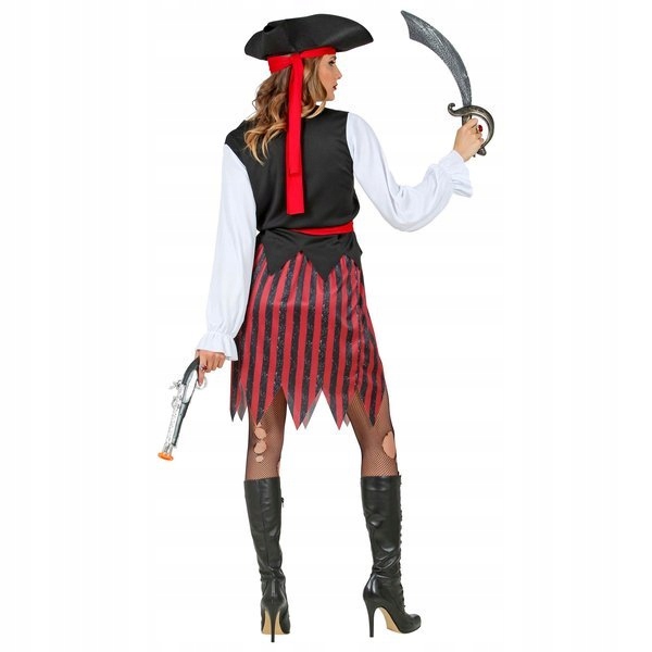 STRÓJ PANI PIRATKA ROZBÓJNIK PIRAT W PASKI m Kolor dominujący czarny