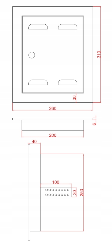 DRZWICZKI GAZOWE ANTRACYT MATOWE 20x25 Szerokość 260 mm