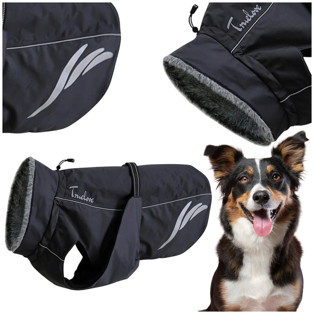 Zimní Zateplená Bunda Pro Psa Truelove Comfort Plus Černá 3XL 50 cm