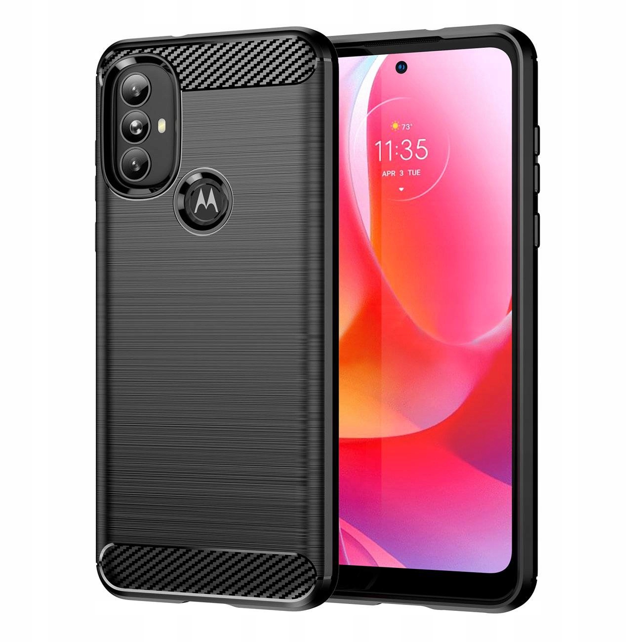 Carbon Case elastyczne etui pokrowiec do Motorola Moto G Power 2022 czarny