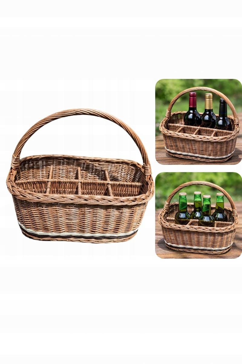KOSZYK NA BUTELKI (8 szt.) Z WIKLINY - EKOLOGICZNY