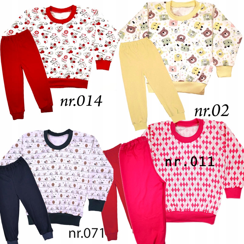 Piżamki Długi Rękaw 100% bawełna POLSKIE + wzory świąteczne 98 cm Rozmiar (new) 98 (93 - 98 cm)