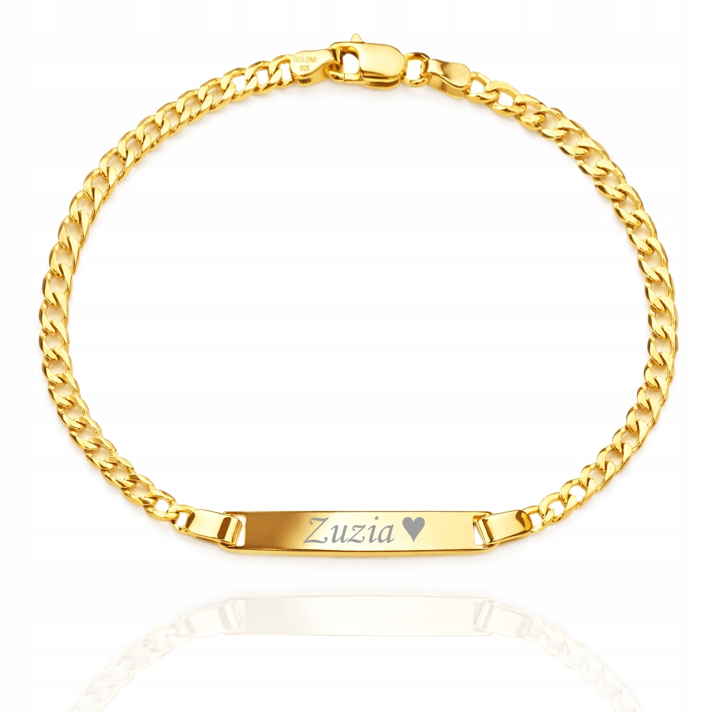 Pozlacený pancéřový náramek s plechem 3,3 mm, pr. 925 21 cm