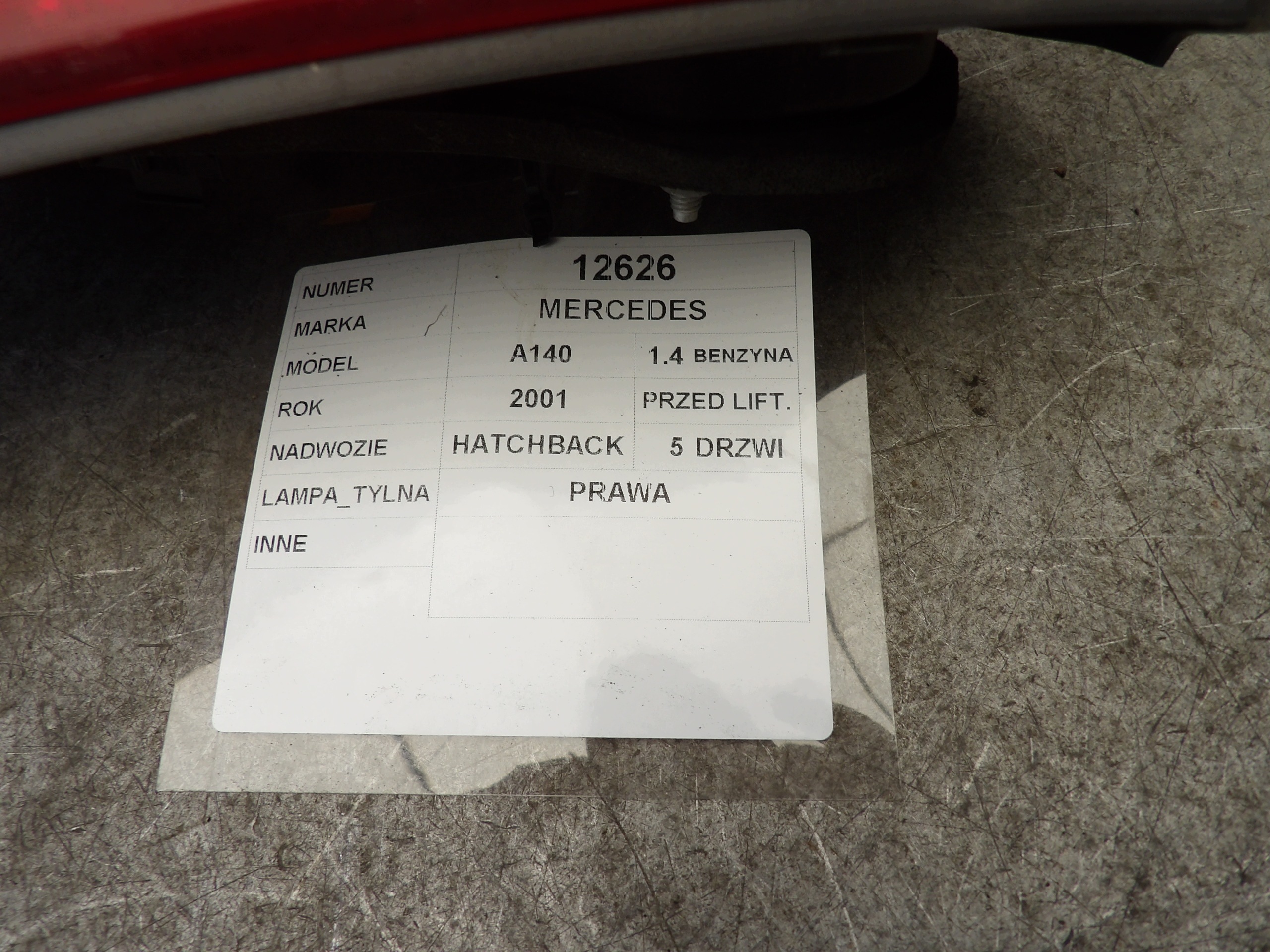Mercedes A 140 light rear right
