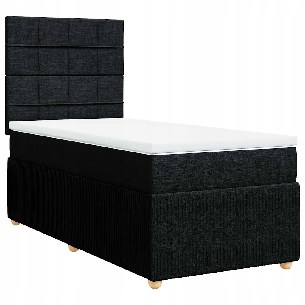 Kontinentální postel černá 200 x 80 x 140,5/150,5 cm s matrací a topperem