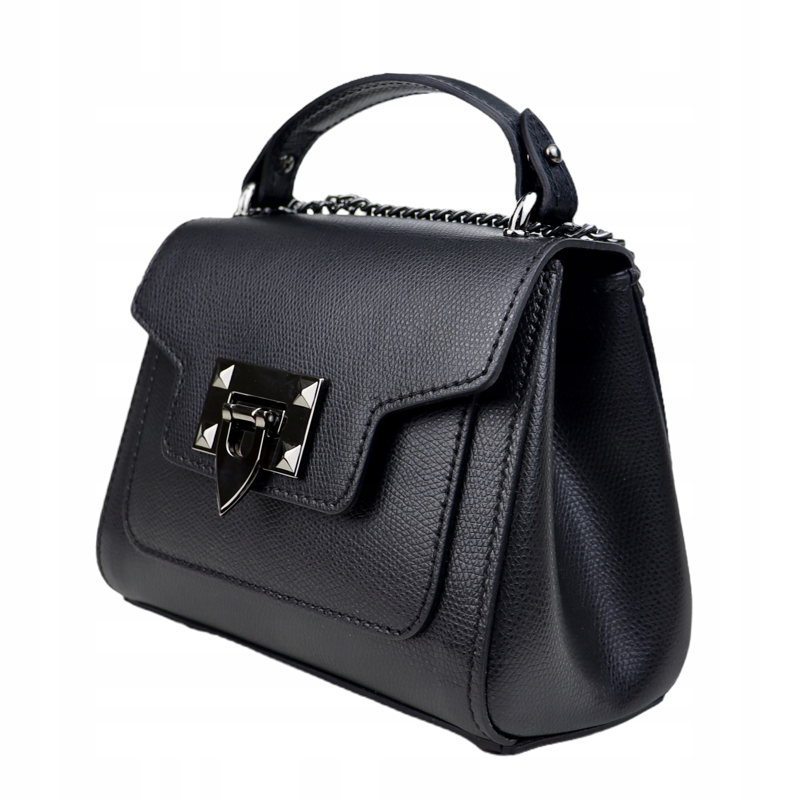 Torebka Licowa skóra naturalna Perla Mini Czarny Kolor czarny