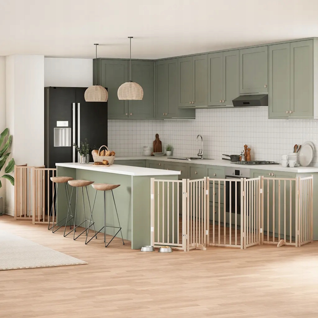 Zábrana pro psy s dvířky skládací 12 panelů 600 cm topol Hnědá 3155701