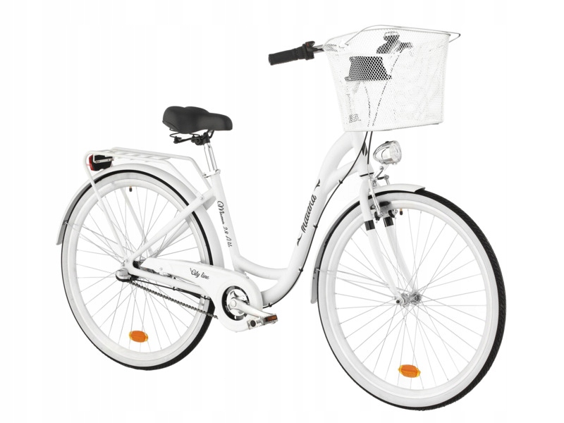 Rower miejski Indiana Moena 28 cali damski Biały Kosz Vögel Stalowy