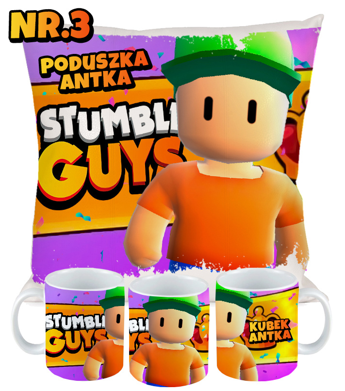 ZESTAW PODUSZKA KUBEK STUMBLE GUYS PREZENT Długość 40 cm
