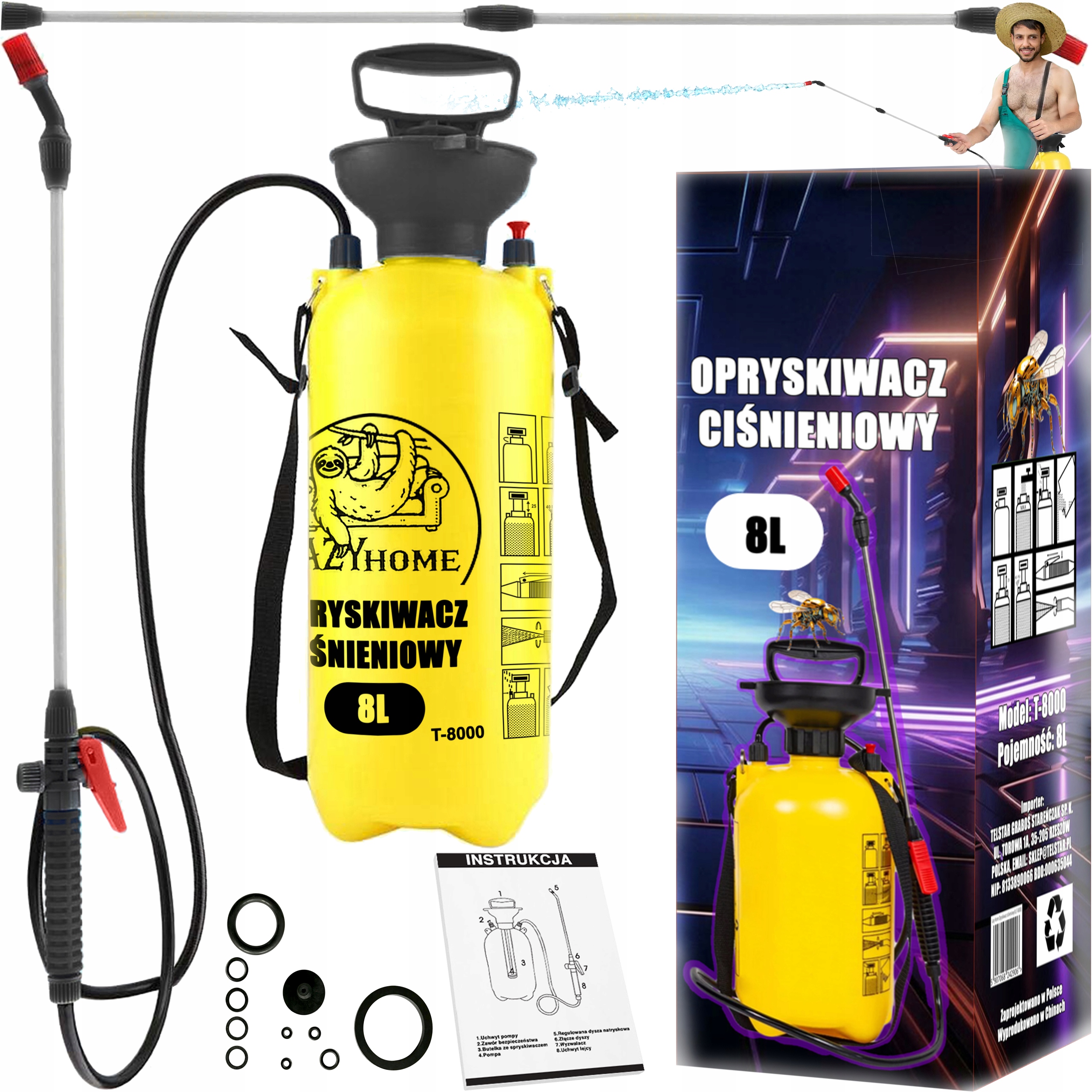 Solidny Opryskiwacz ręczny 8L, Idealny do Ogrodu, Roślin