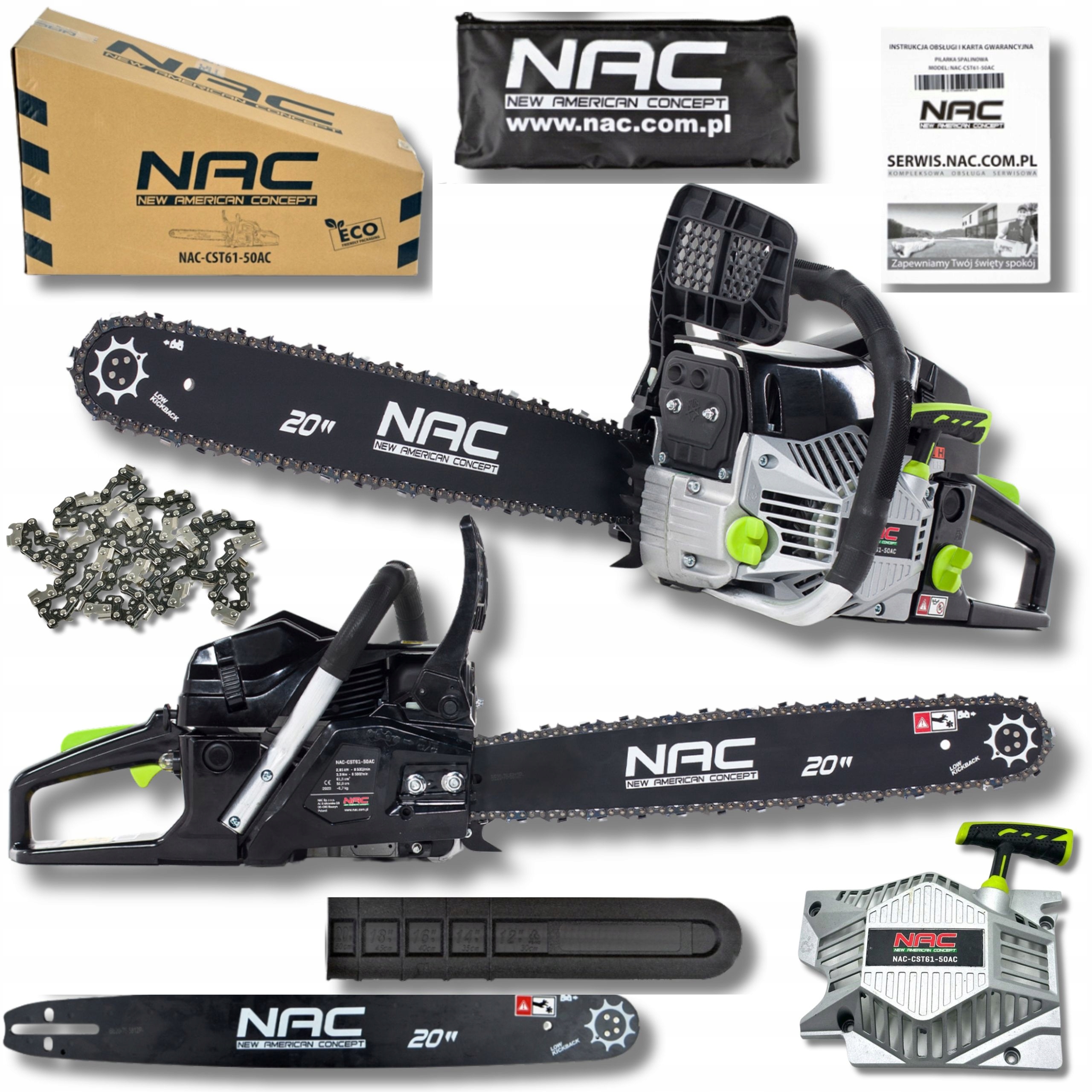 Piła Łańcuchowa Spalinowa Nac CST61-50AC 61CC 3,8 Km 2,85 Kw Prowadnica 20"