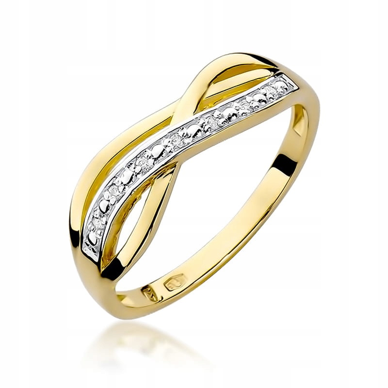 Zlatý prstýnek 585 s 0.06 ct diamanty pro zásnuby, lesklé šperky