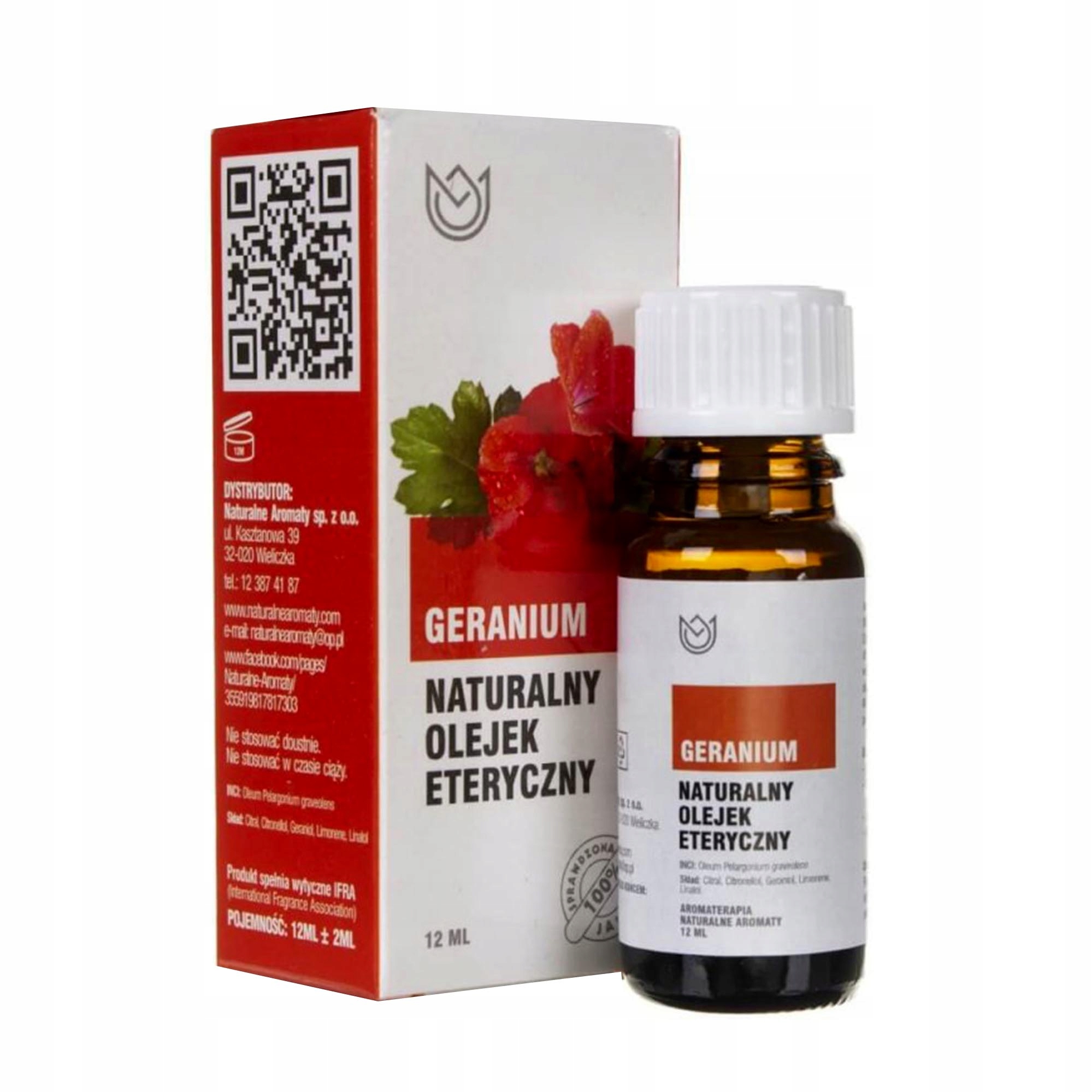 

Naturalny Olejek Eteryczny Geranium 12ml pachnący