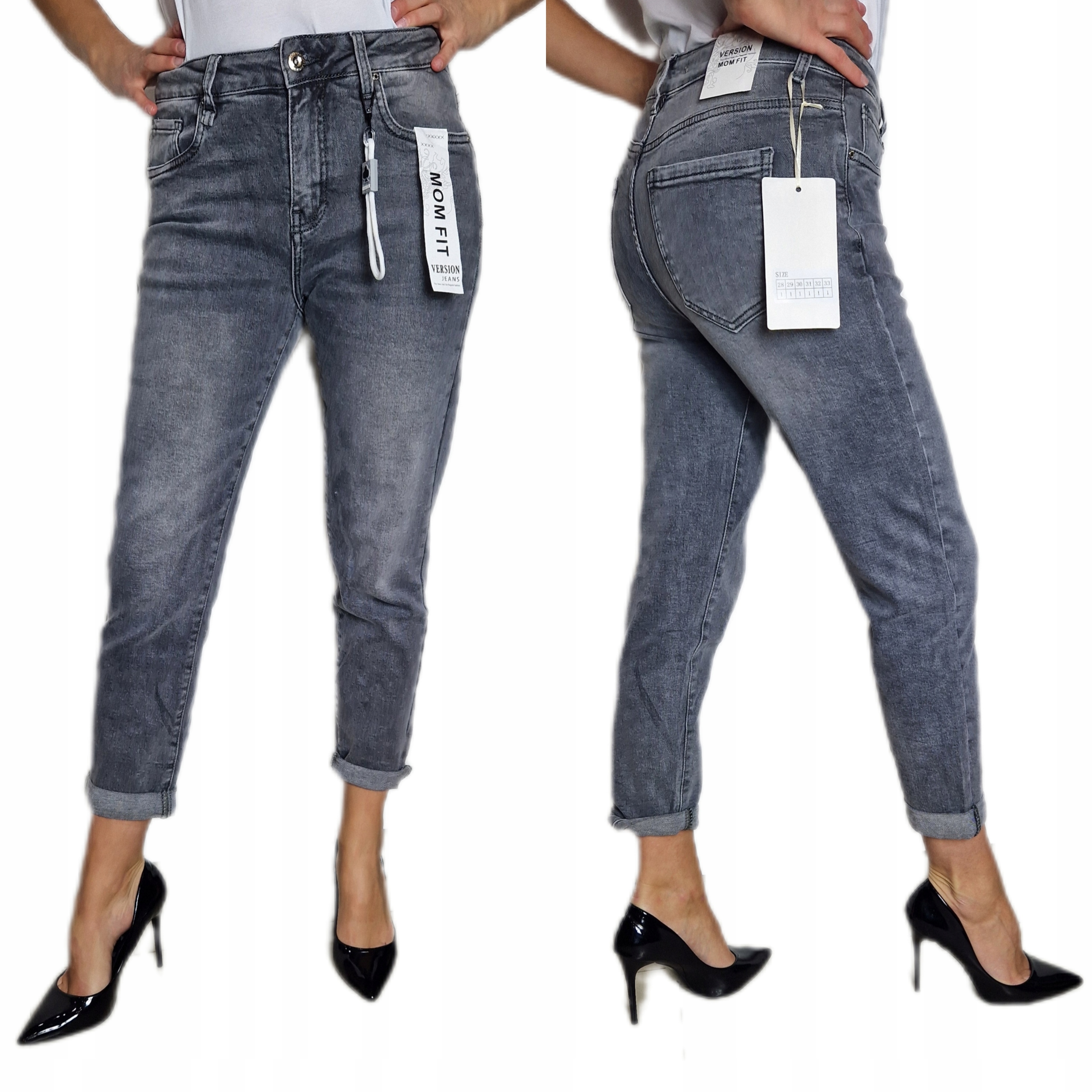 Klasické dámské džínové kalhoty Úzké Nohavice Šedé džíny vel 32