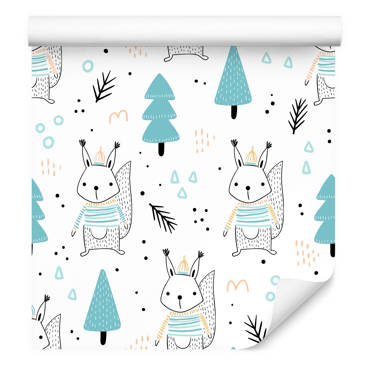 Tapeta do dětského pokoje Lis Les Zima Stromy Dekor