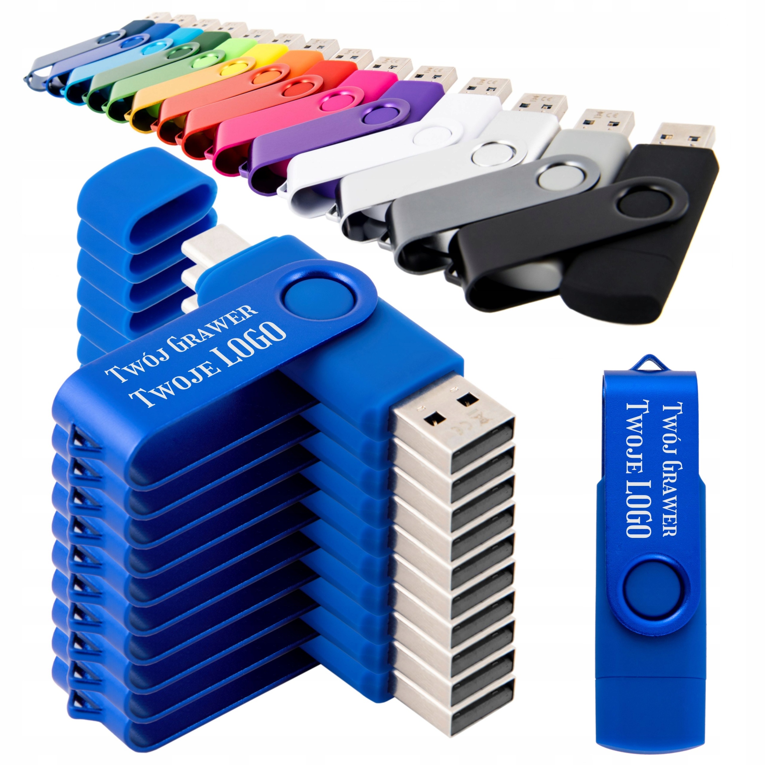 Pendrive 8 Gb 2.0 Usb-c Typ C Barvy Gravírování Logo Gadget Sada 10 Ks