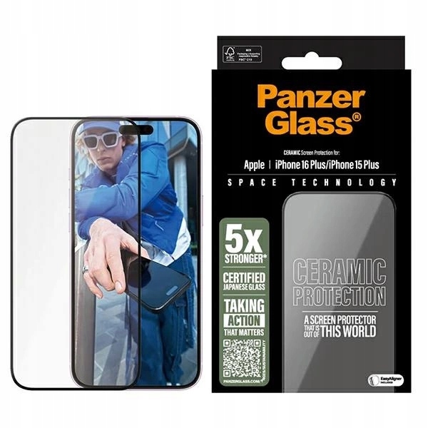 Tvrzené sklo PanzerGlass Ceramic Screen Ultra-Wide Fit pro iPhone 16 Plus