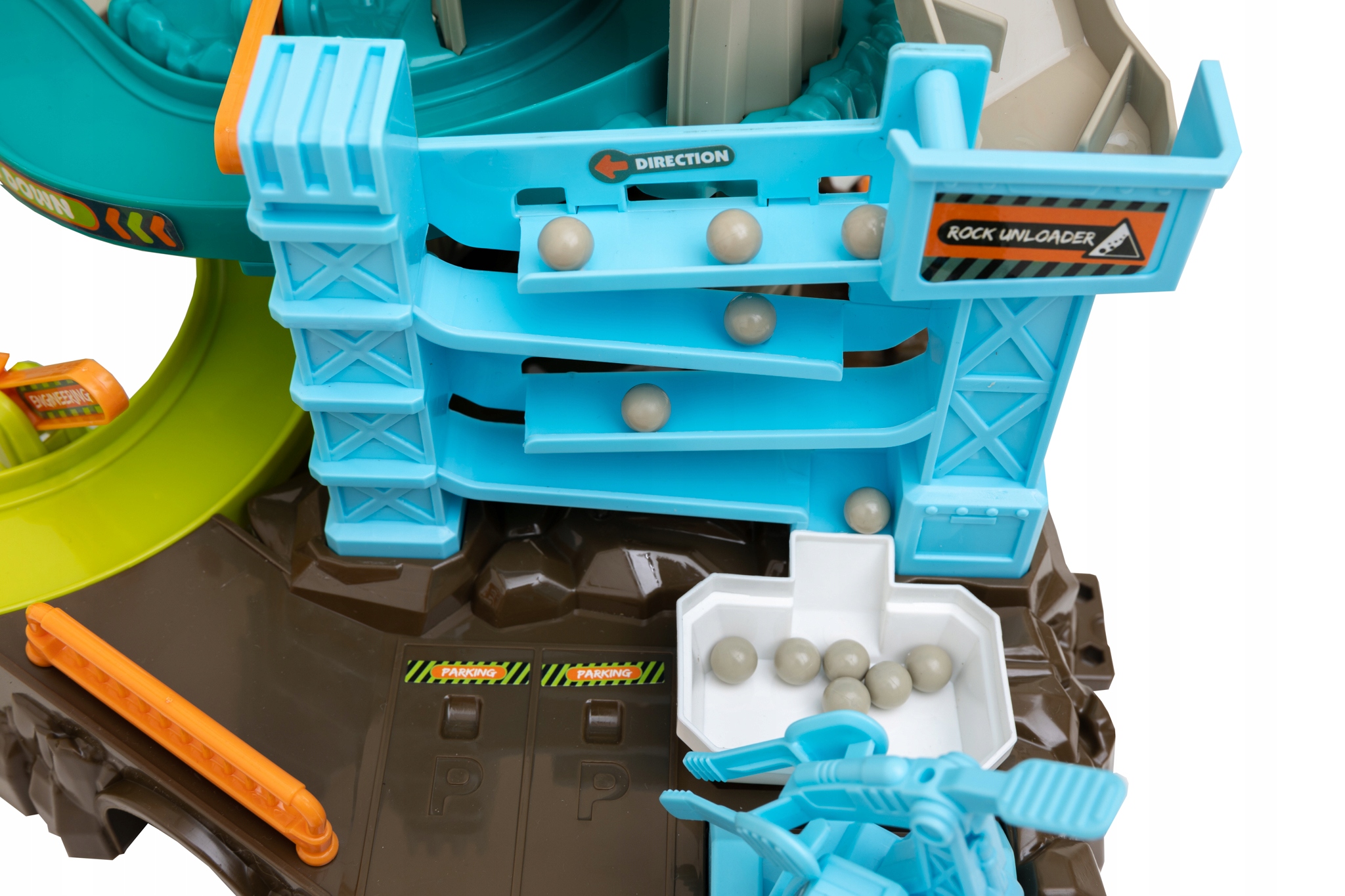 PARKING GARAŻ tor samochodowy DŹWIG DINOZAUR autka RUCHOMA TAŚMA stacja Materiał plastik