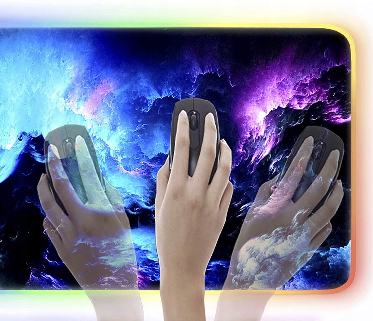 DUŻA PODŚWIETLANA PODKŁADKA POD MYSZ MYSZKĘ MATA NA BIURKO GAMINGOWA LED XL Stan opakowania oryginalne