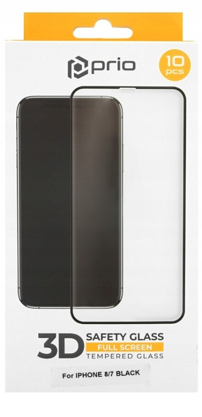 10 kusů Tvrzené Sklo 3D pro iPhone 8 7, černé