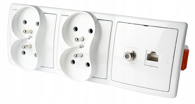 

Gniazdo 230V F RJ-45 ścienne podtynkowe terminal