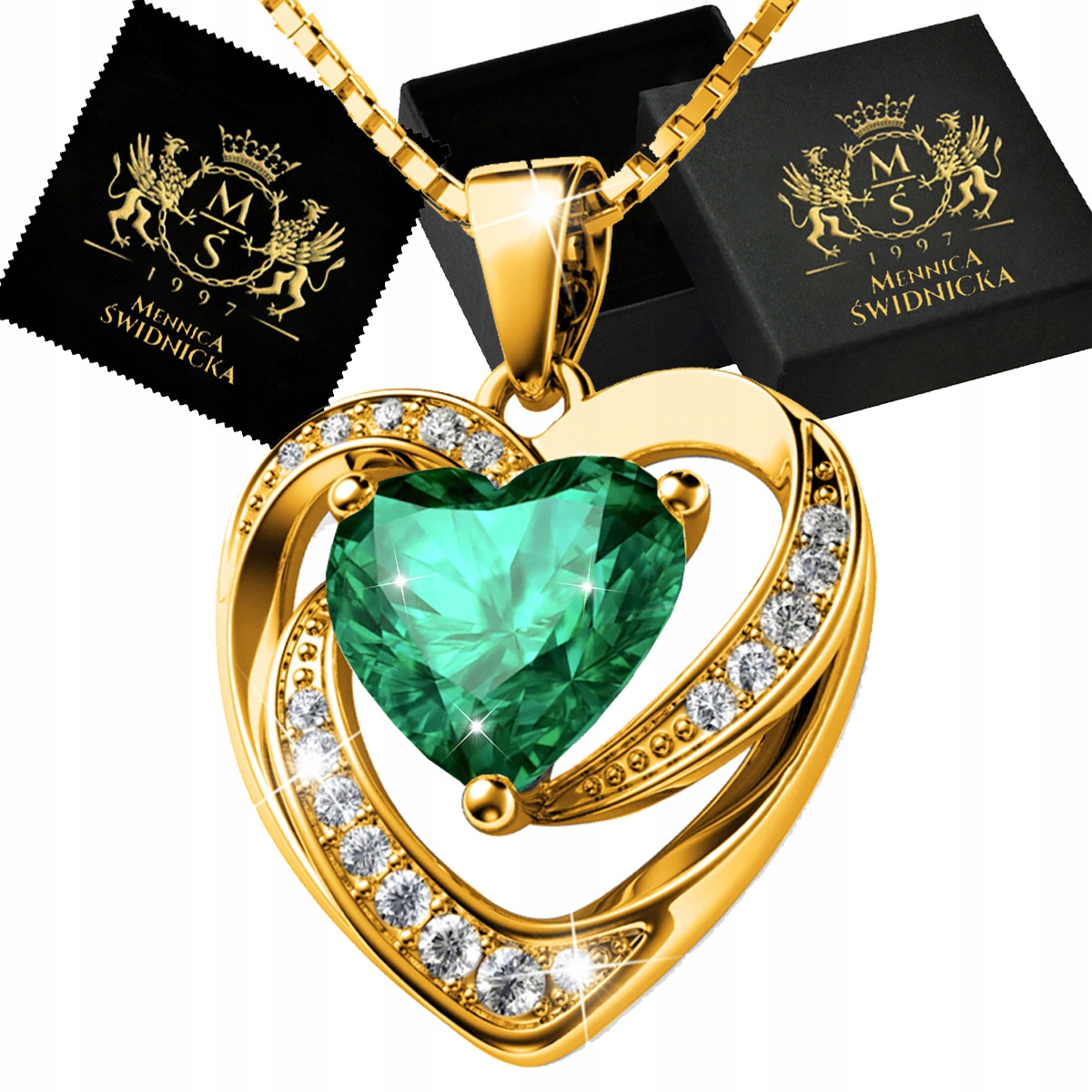 Náhrdelník Zlatý Stříbro 925 Řetízek s přívěskem Srdce Dárek pro maminku