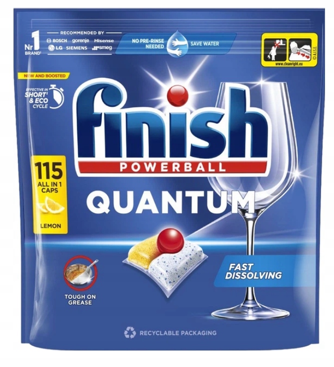 Finish Quantum Kapsle na mytí nádobí v myčce Citronové 115 kusů