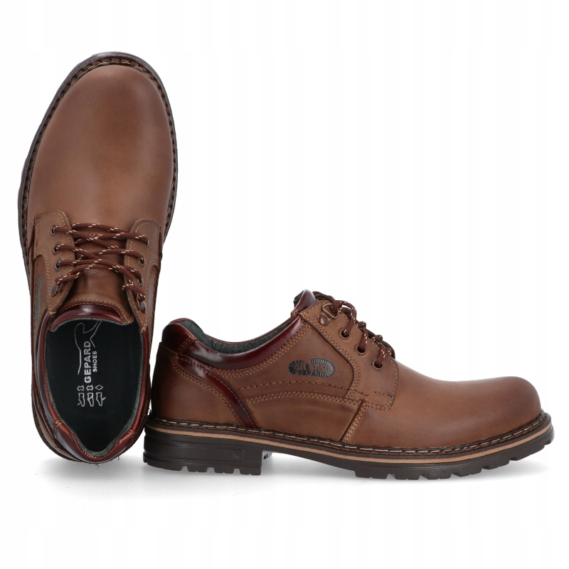 PÓŁBUTY MĘSKIE CAŁOROCZNE SKÓRA 010 TRAPERY r 45 Kolor brązowy