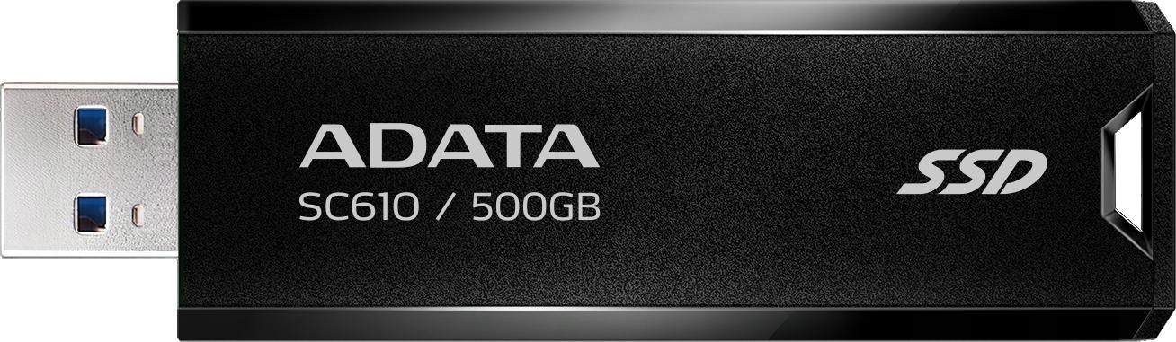 Ssd disk Adata SC610 500GB Usb 3.2 Gen2 černý rychlá přenosná paměť